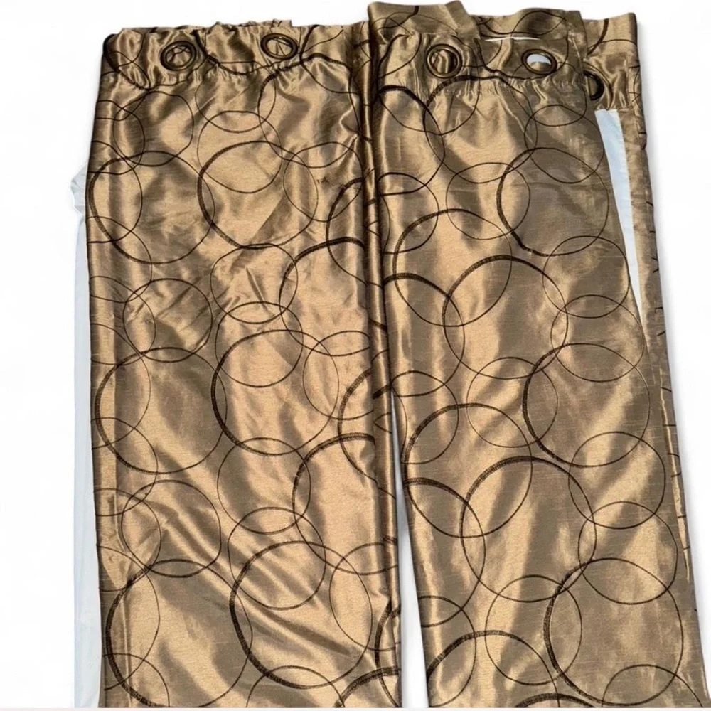 ✨ Metallic Bronze Circle Pattern Curtains (Set of 2 Panels)